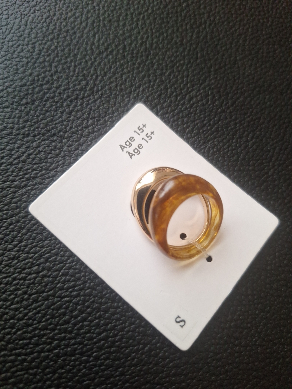 GAP Amber Resin Dome Ring with Gold Band